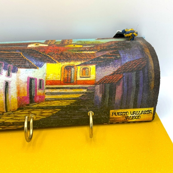 Puerto Vallarta Jalisco Mexican Pottery Hand Painted Wall Hook Holder By Kora T - Picture 4 of 6